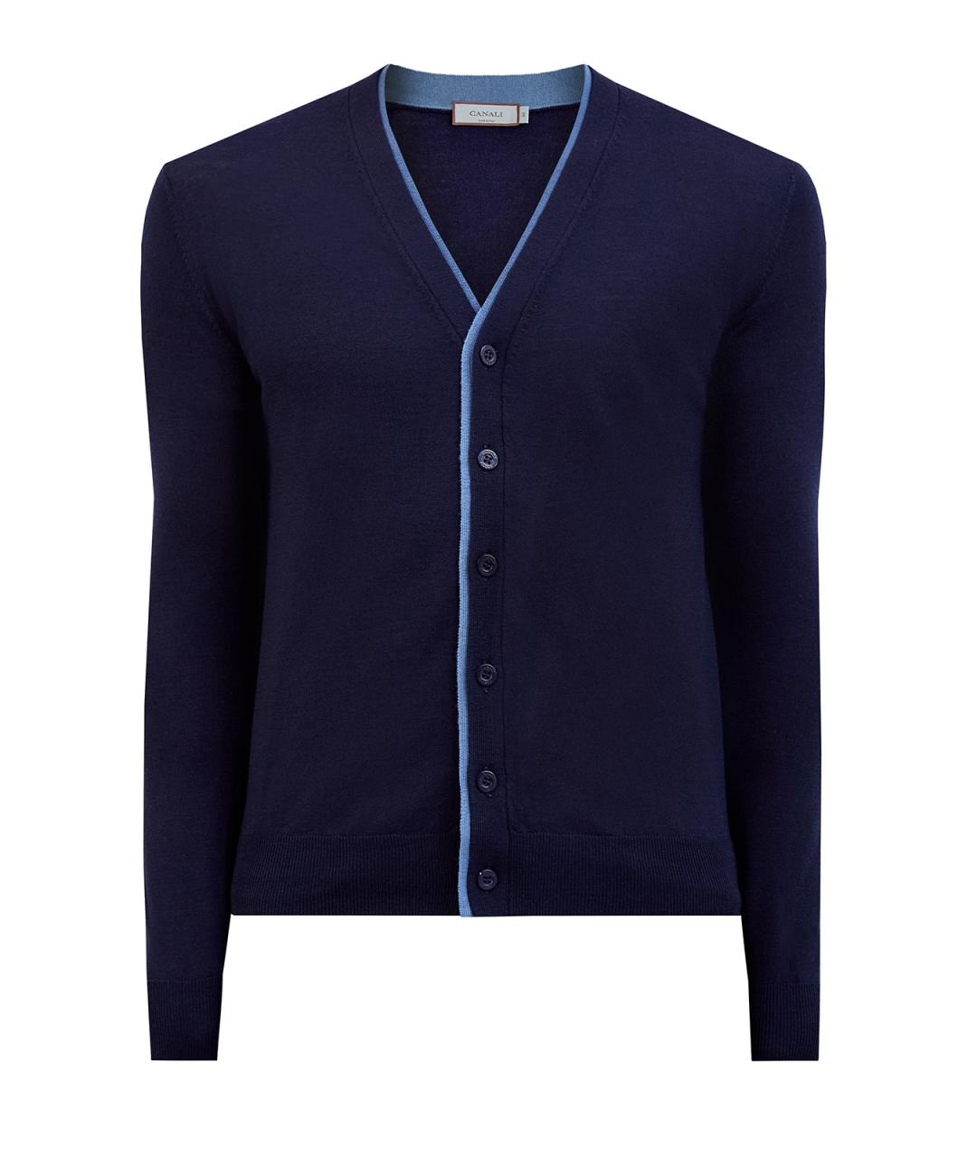 CANALI Синий шерстяной кардиган, фото 1