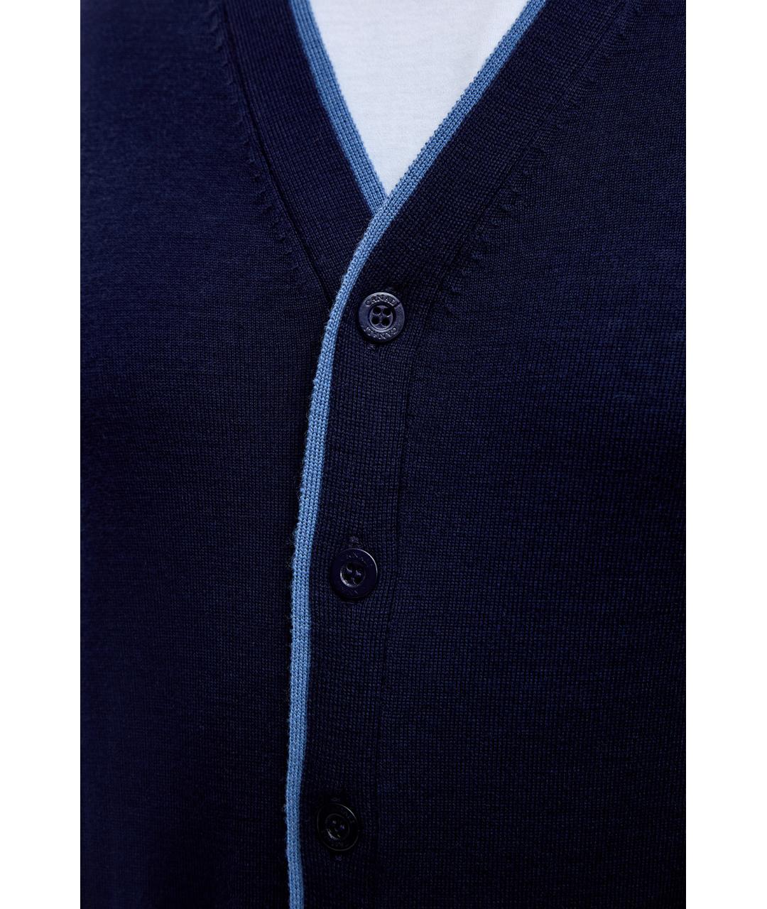 CANALI Синий шерстяной кардиган, фото 5