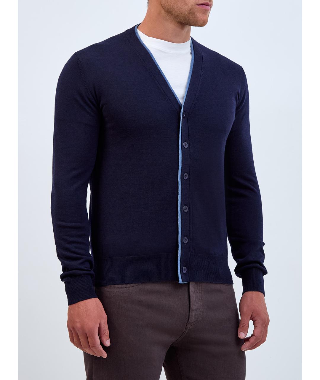 CANALI Синий шерстяной кардиган, фото 3
