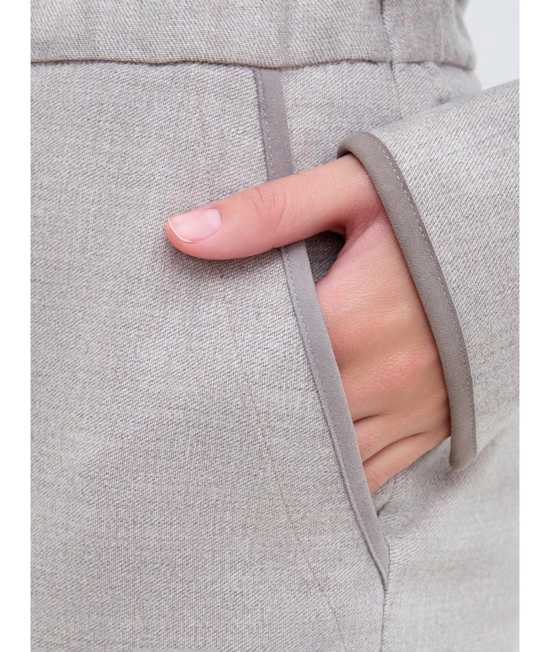 LORENA ANTONIAZZI Бежевые шерстяные брюки узкие, фото 5