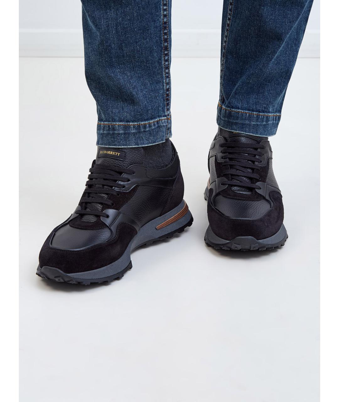 BARRETT Черные кожаные низкие кроссовки / кеды, фото 2