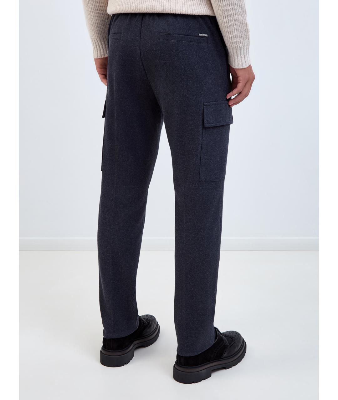PESERICO Синие хлопковые повседневные брюки, фото 4
