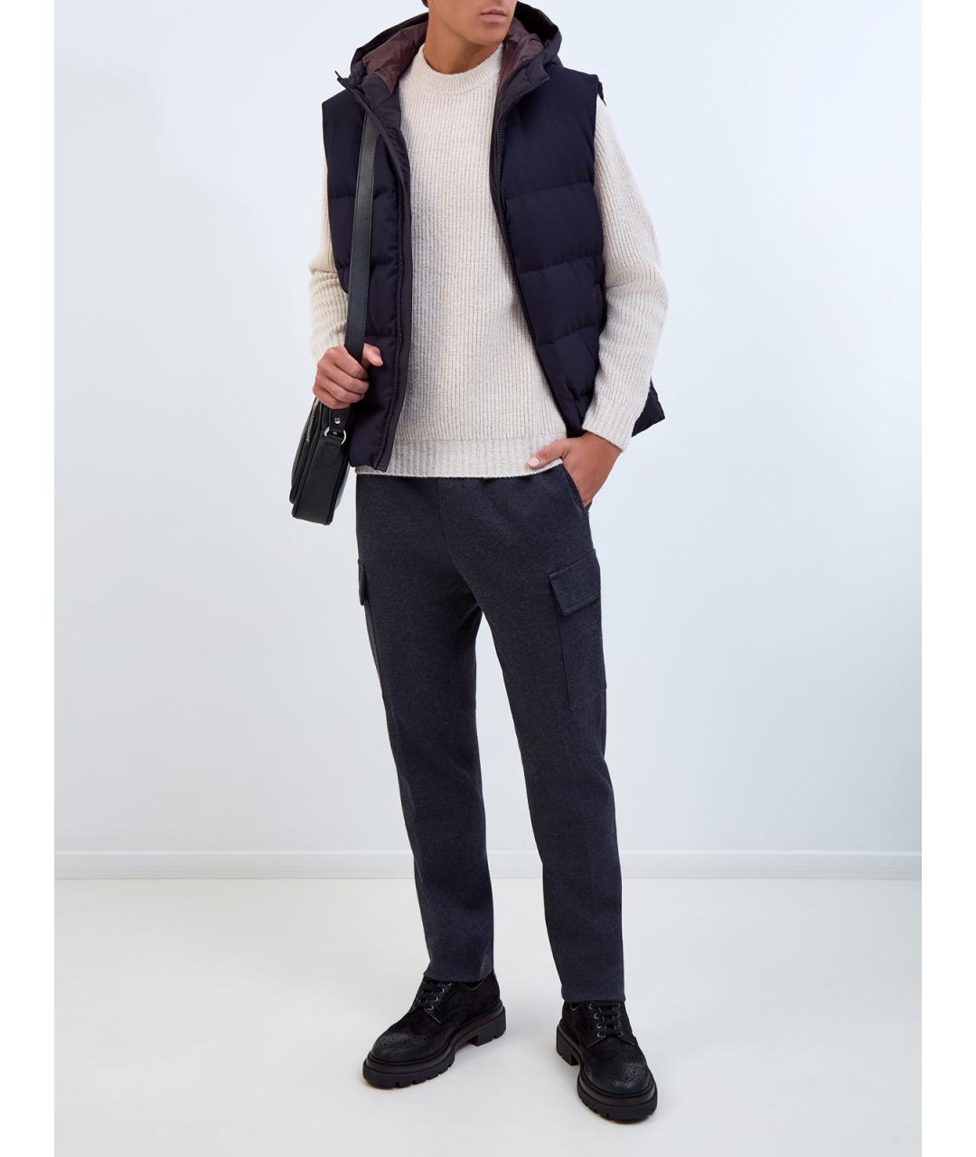 PESERICO Синие хлопковые повседневные брюки, фото 2