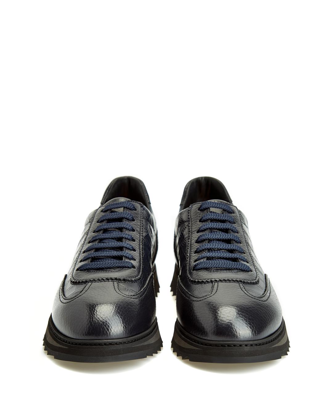 DOUCAL'S Черные кожаные низкие кроссовки / кеды, фото 5