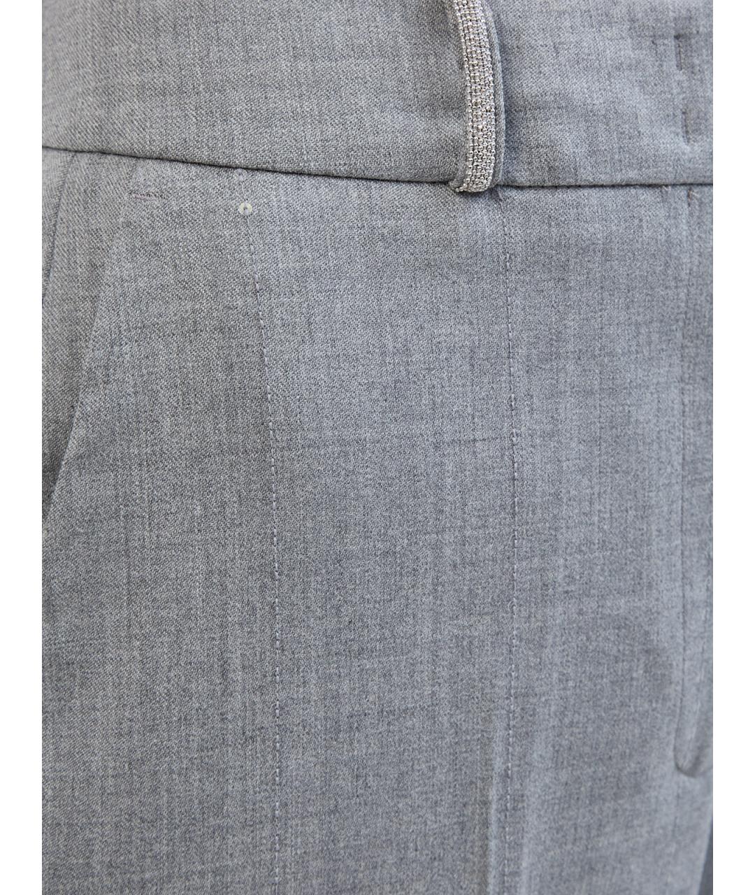 PESERICO Серые шерстяные прямые брюки, фото 5