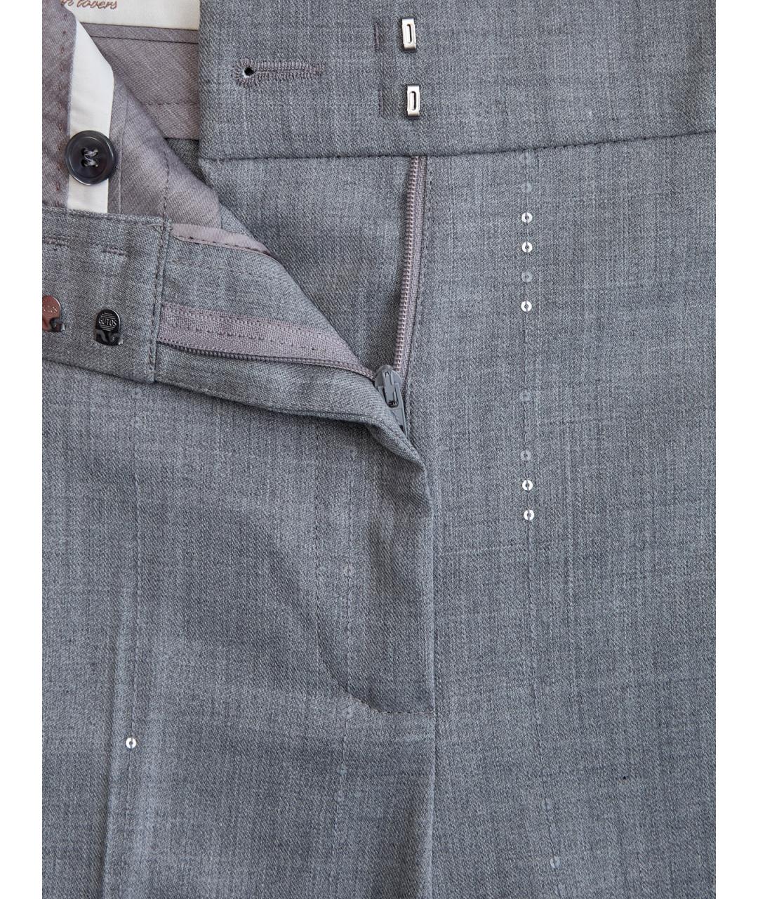 PESERICO Серые шерстяные прямые брюки, фото 6