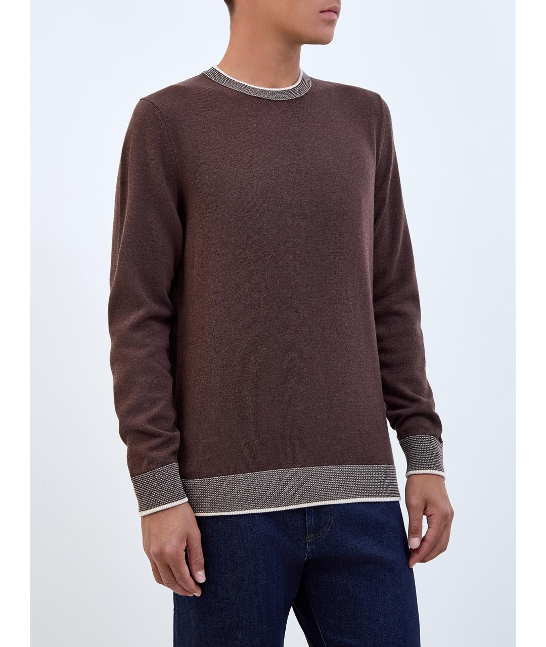 PESERICO Коричневый шерстяной джемпер / свитер, фото 3