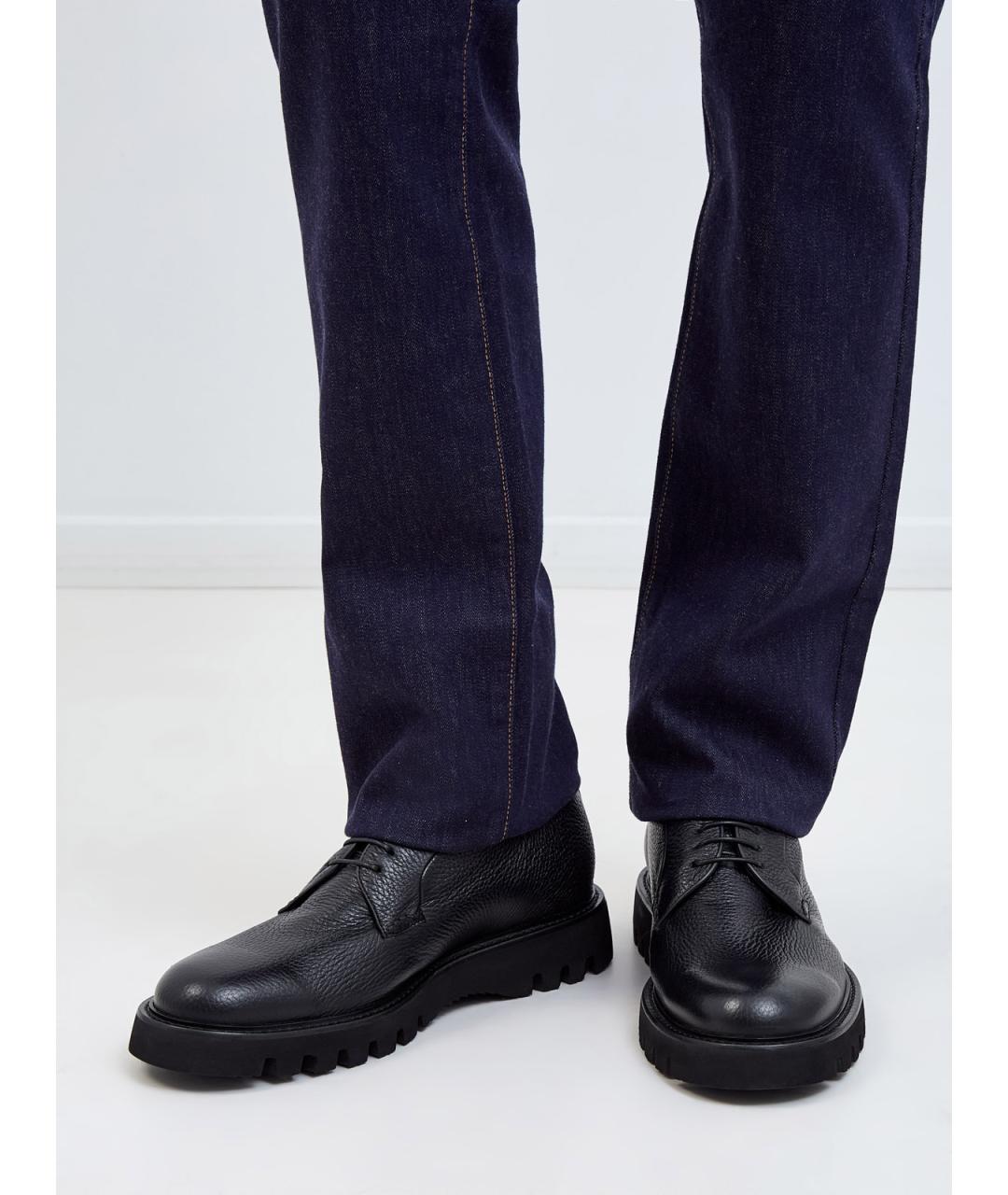 BARRETT Черные кожаные низкие ботинки, фото 2