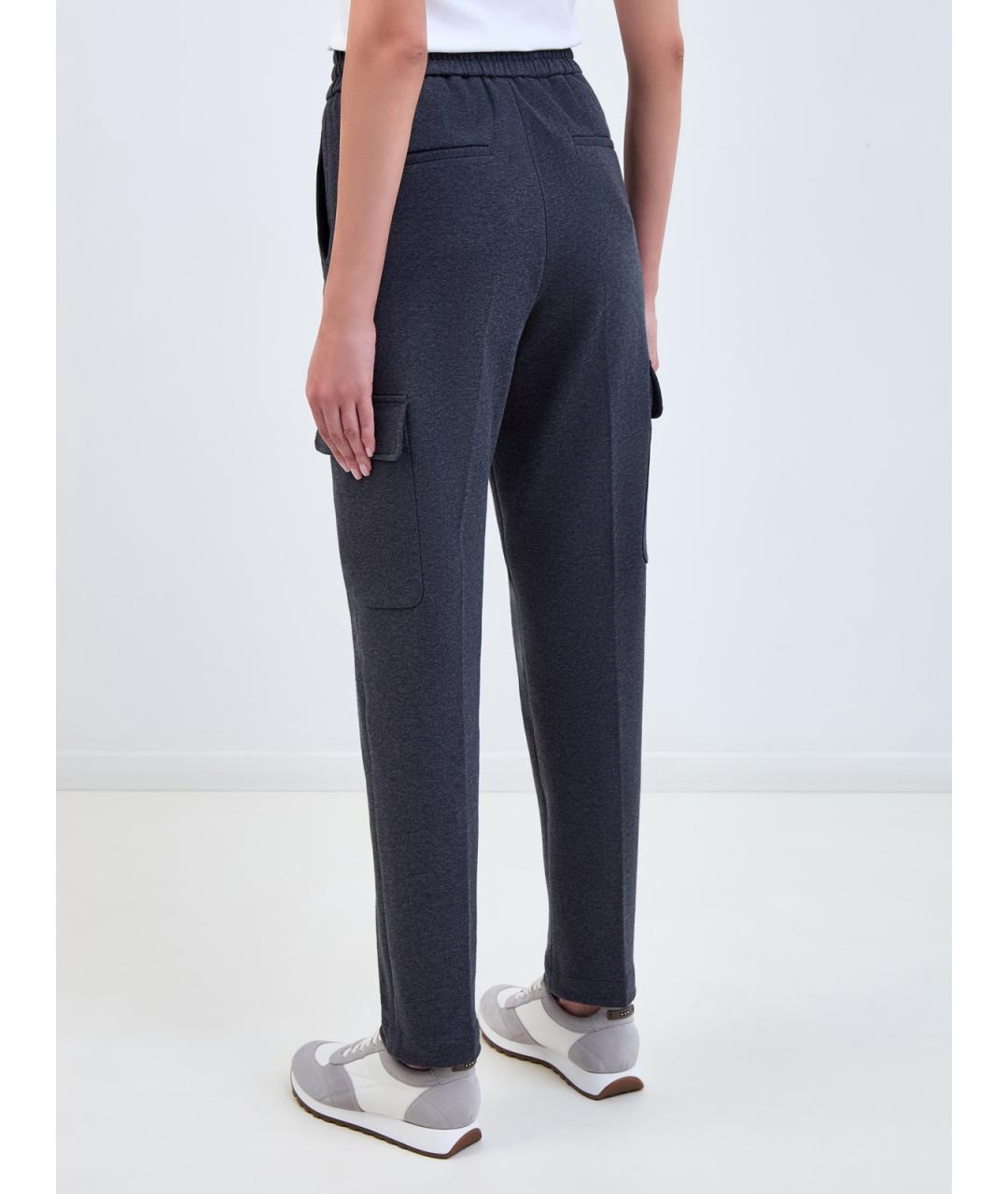 PESERICO Синие хлопковые брюки узкие, фото 4