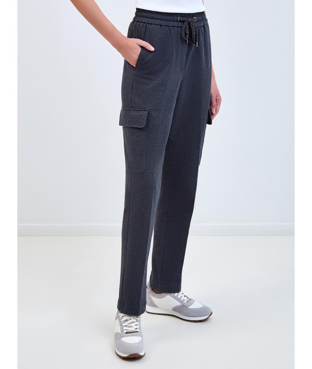 PESERICO Синие хлопковые брюки узкие, фото 3