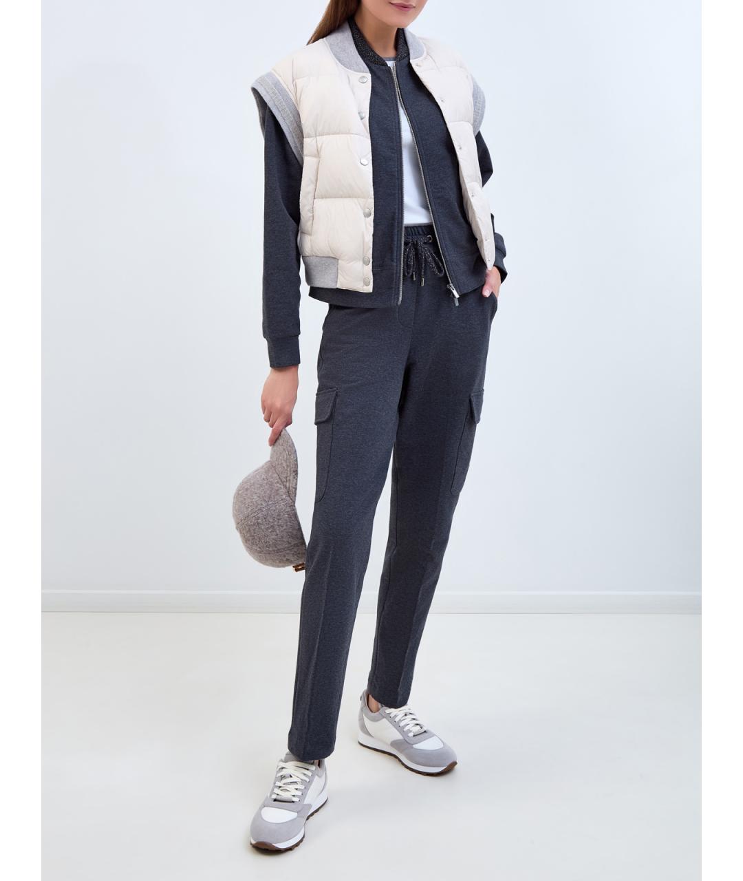 PESERICO Синие хлопковые брюки узкие, фото 2