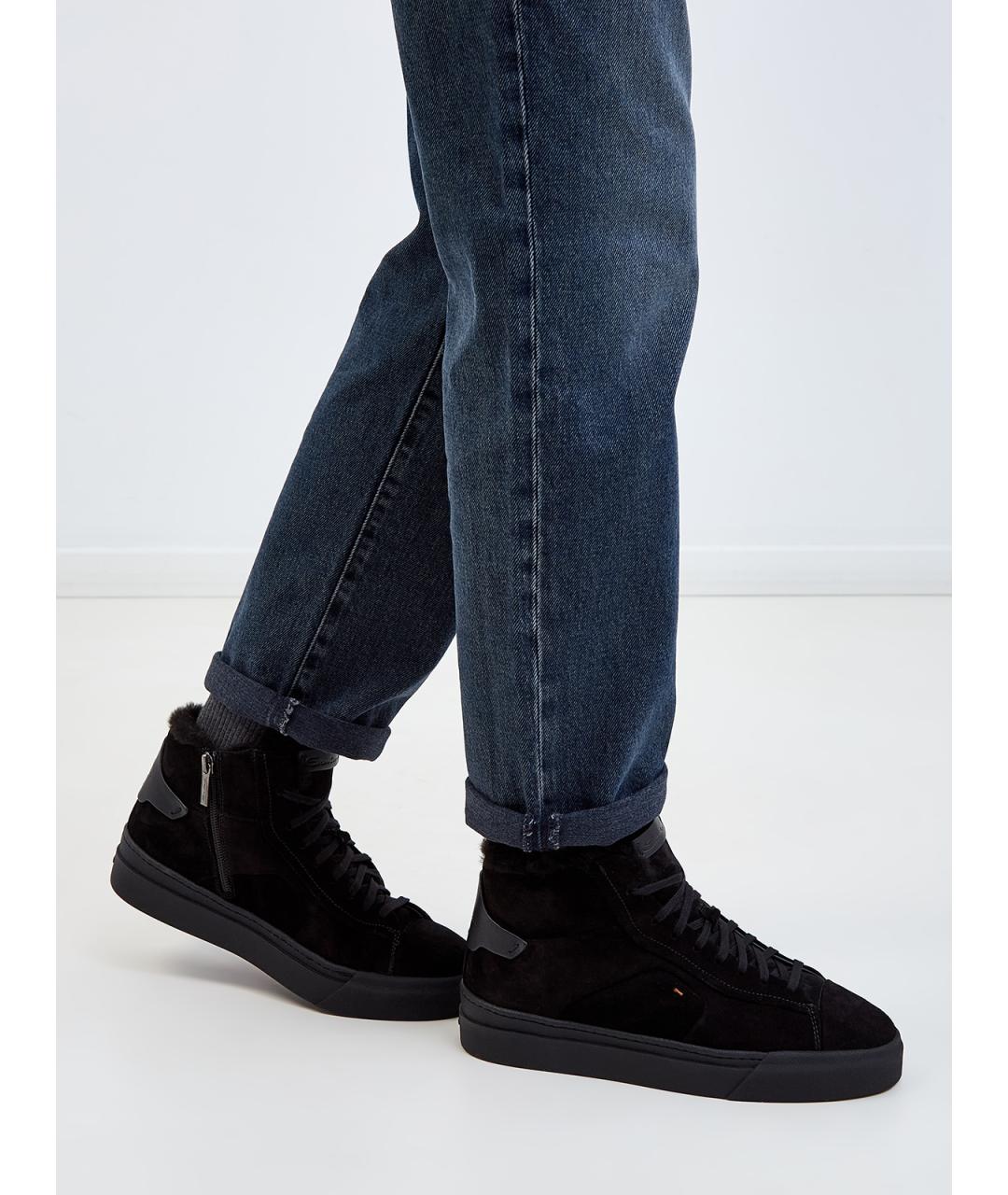 SANTONI Черные замшевые кеды, фото 2