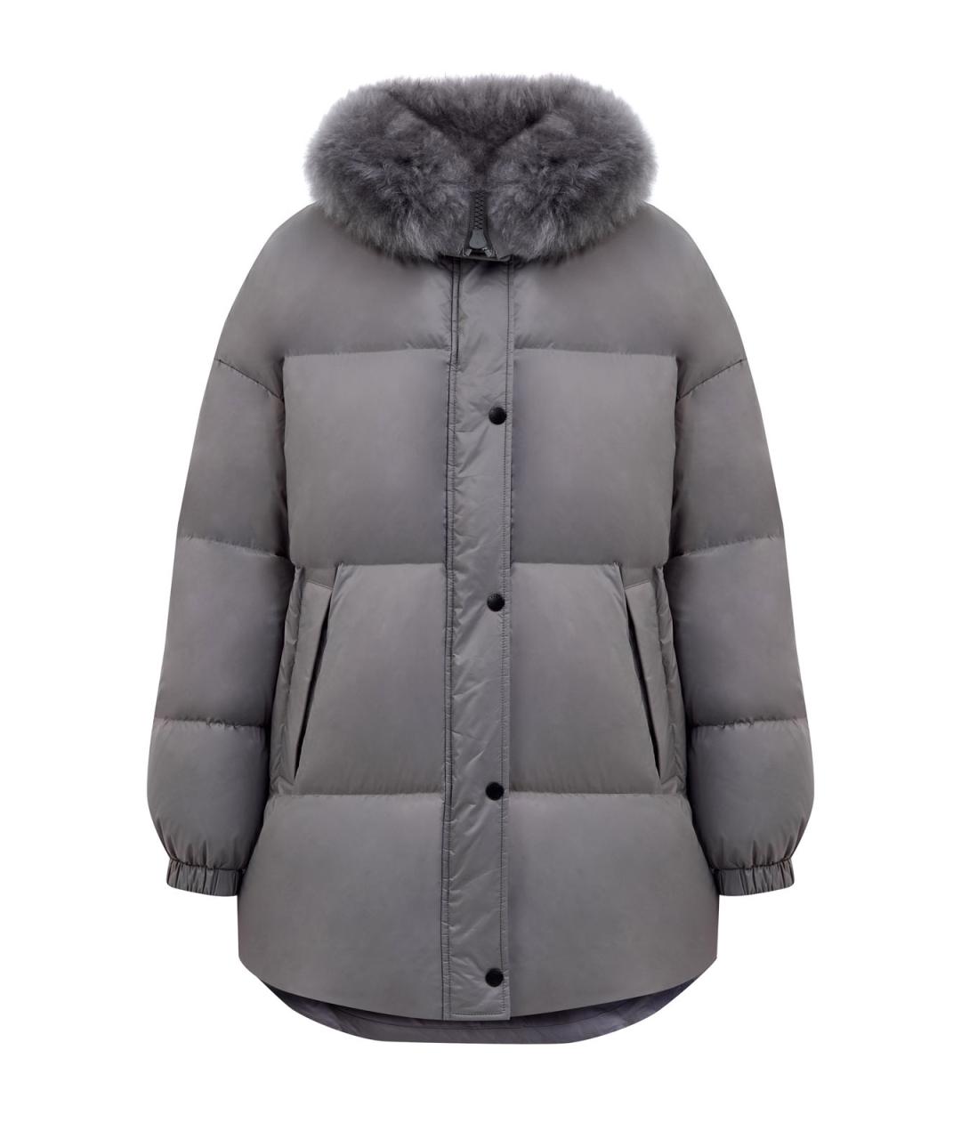 YVES SALOMON Серый полиамидовый пуховик, фото 1