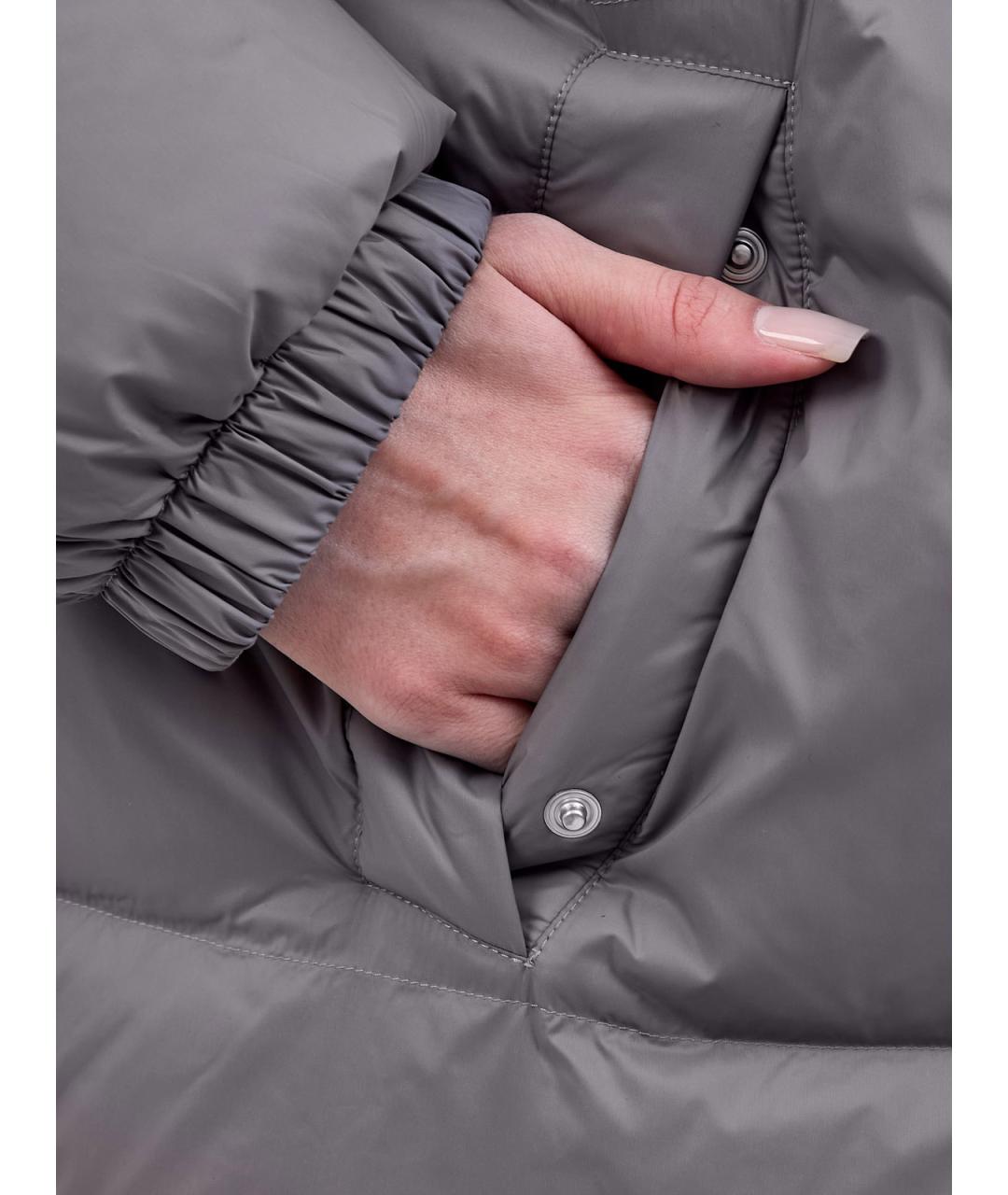 YVES SALOMON Серый полиамидовый пуховик, фото 5