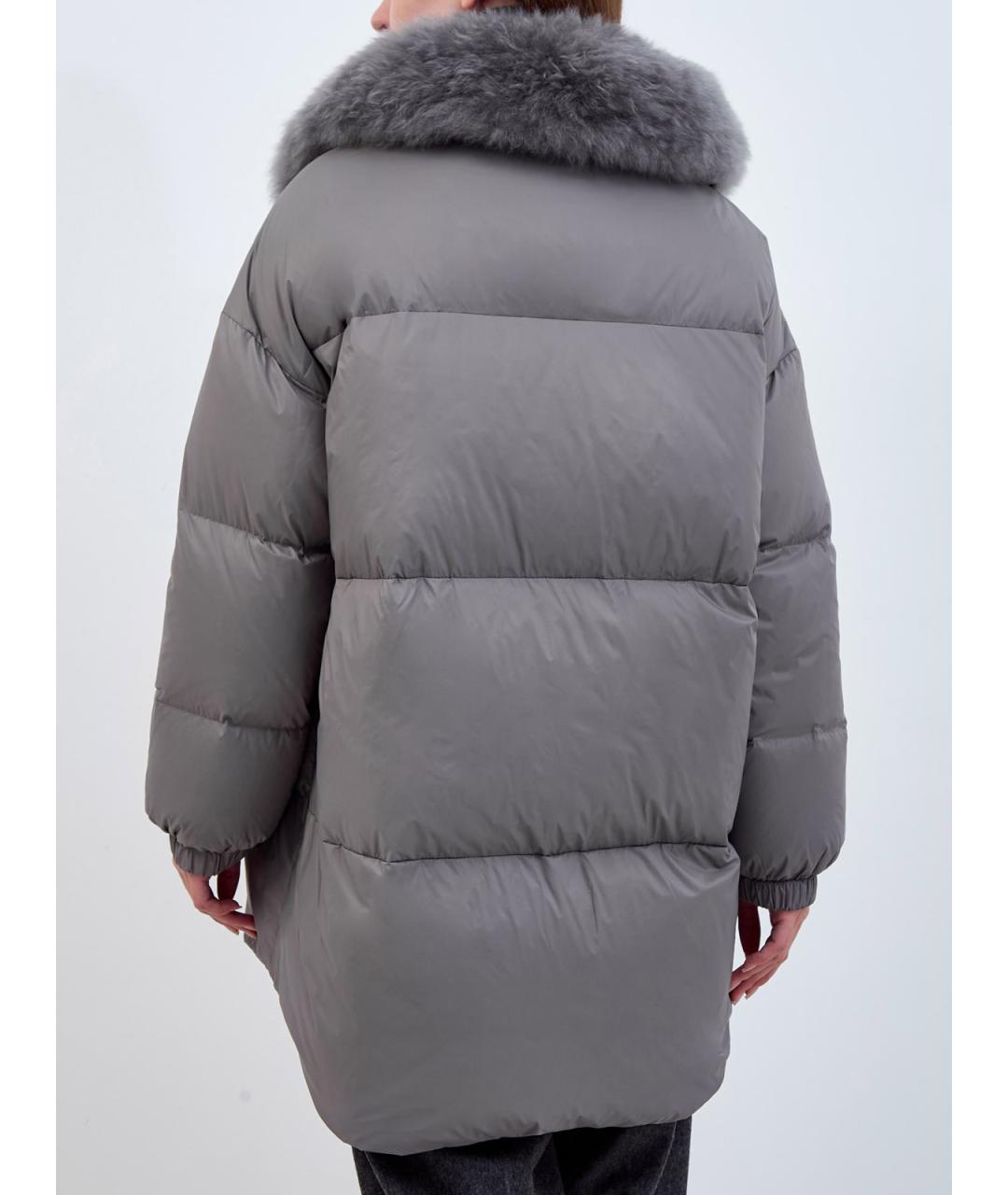 YVES SALOMON Серый полиамидовый пуховик, фото 4