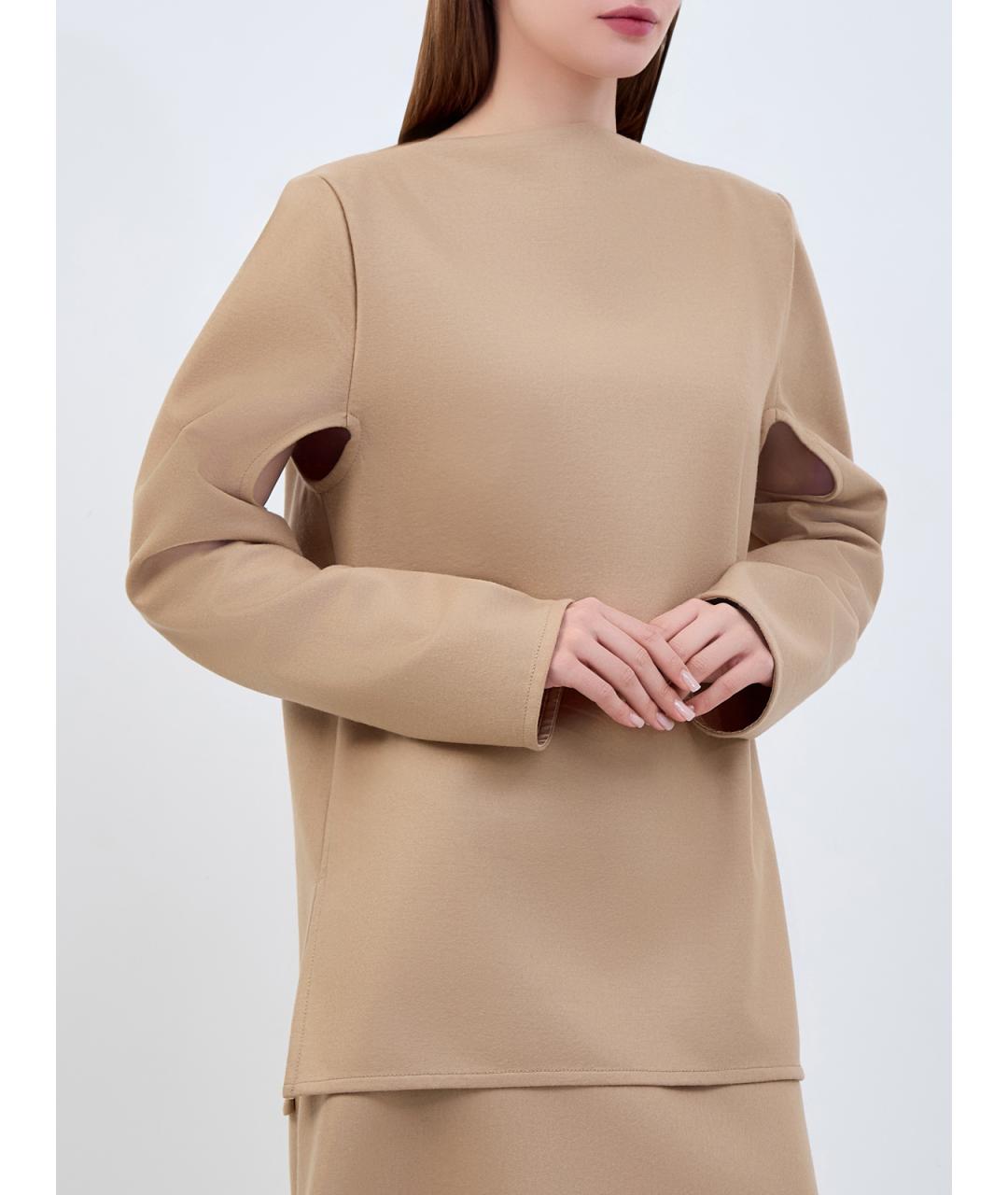 JIL SANDER Бежевый шерстяной джемпер / свитер, фото 3