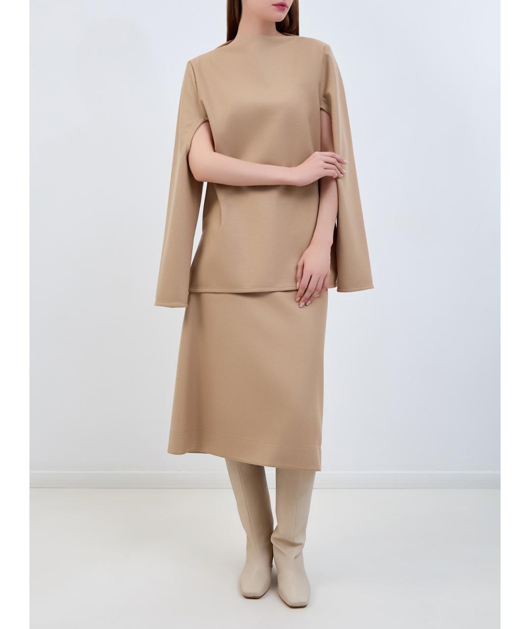 JIL SANDER Бежевый шерстяной джемпер / свитер, фото 2