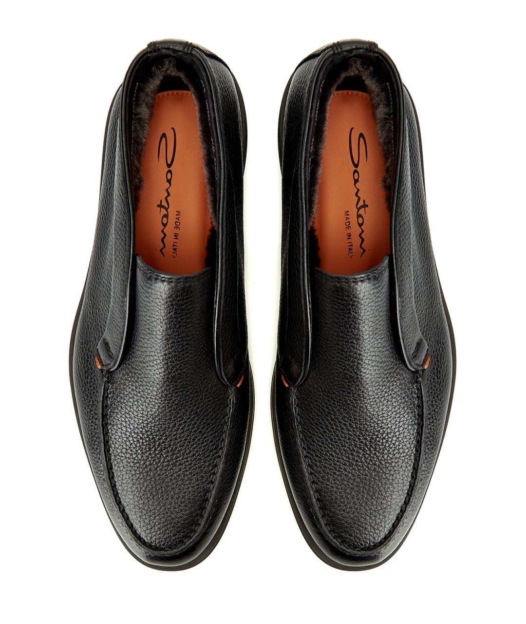 SANTONI Черные кожаные лоферы, фото 6