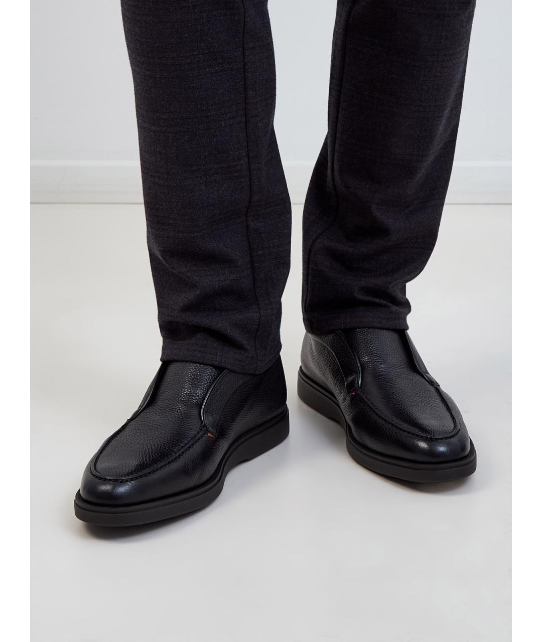 SANTONI Черные кожаные лоферы, фото 2