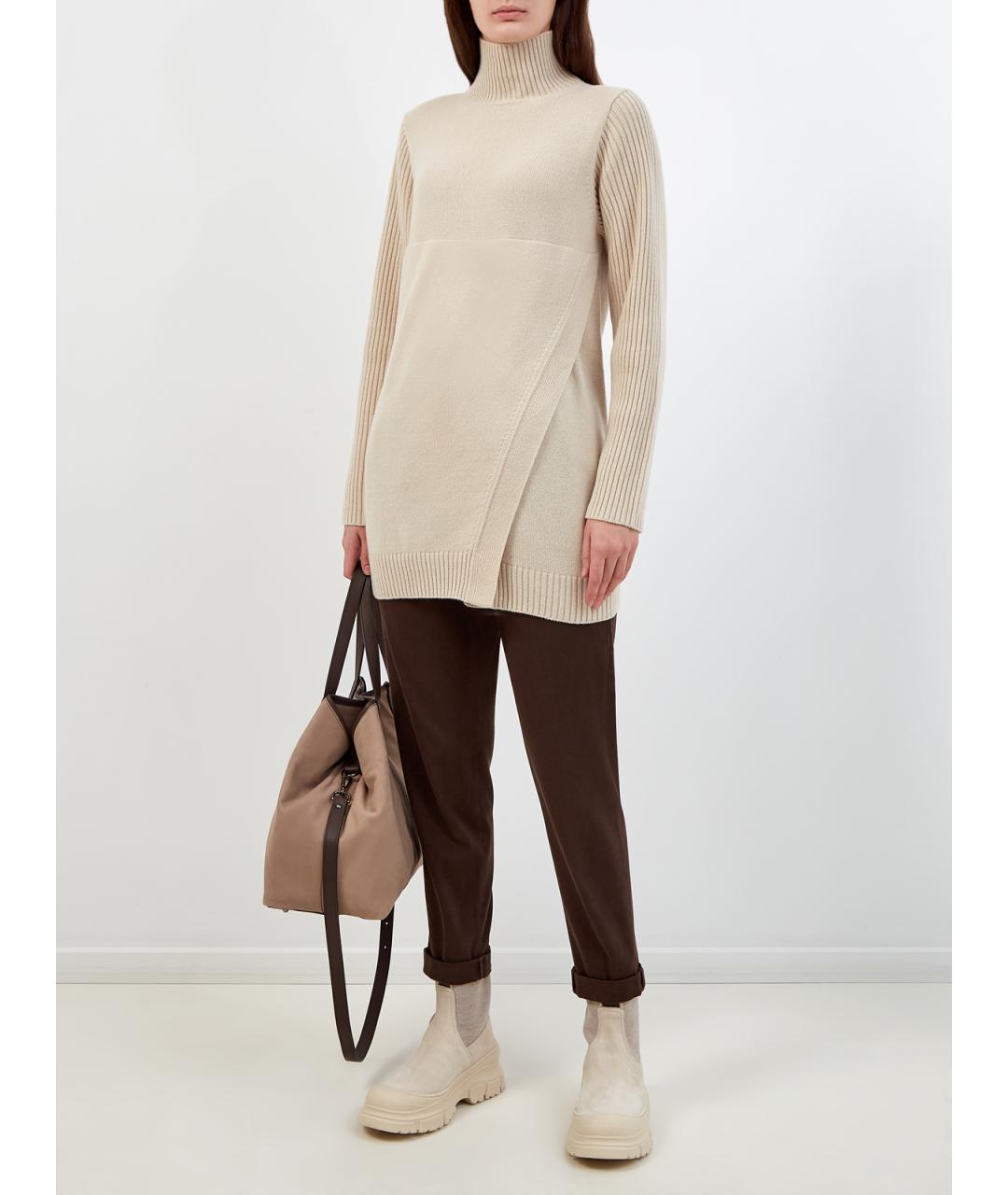 LORENA ANTONIAZZI Бежевый шерстяной джемпер / свитер, фото 2