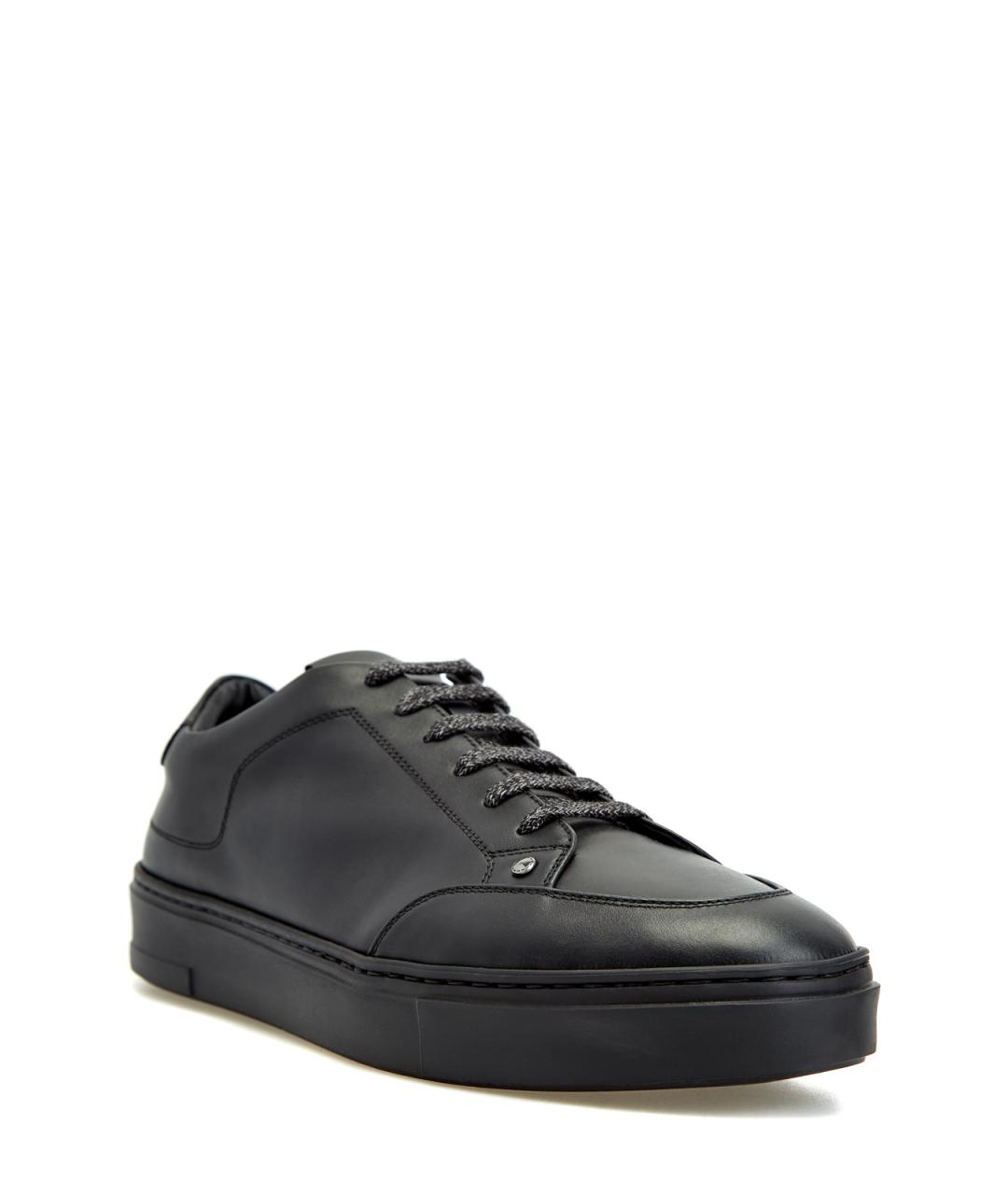 CANALI Черные кожаные низкие кроссовки / кеды, фото 3