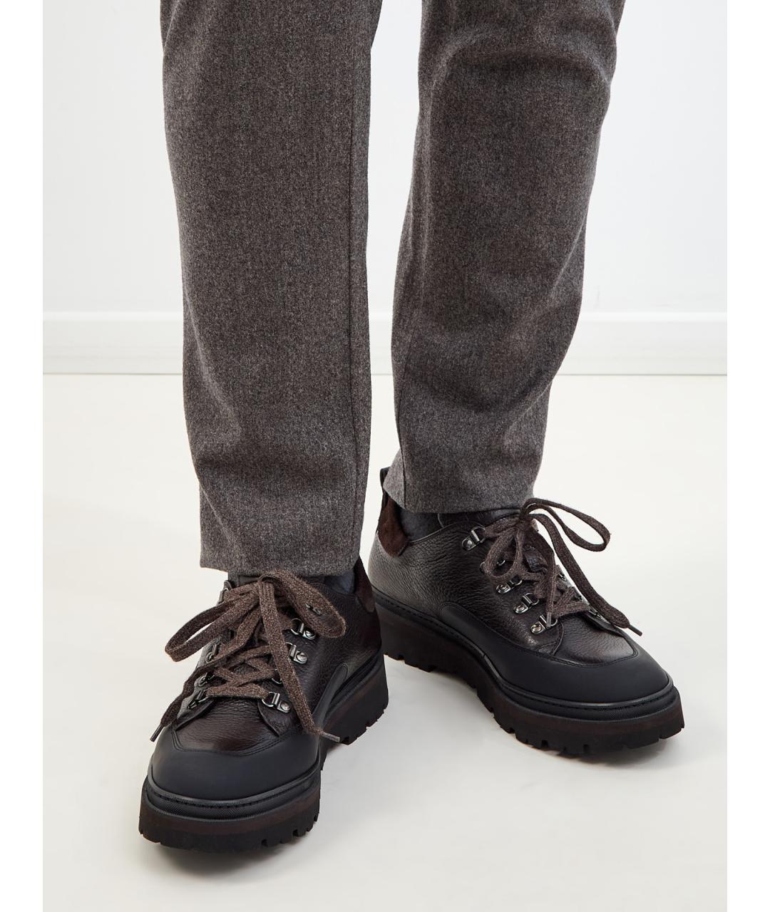 BARRETT Коричневые кожаные низкие ботинки, фото 2