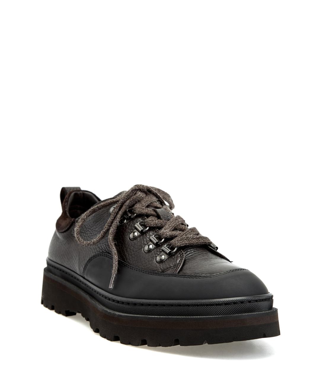 BARRETT Коричневые кожаные низкие ботинки, фото 3