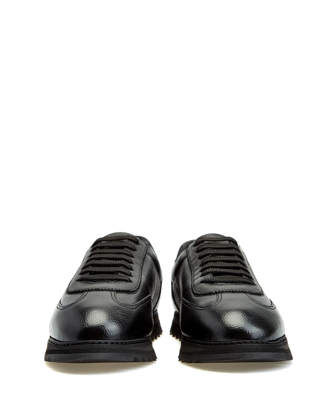DOUCAL'S Черные кожаные низкие кроссовки / кеды, фото 5