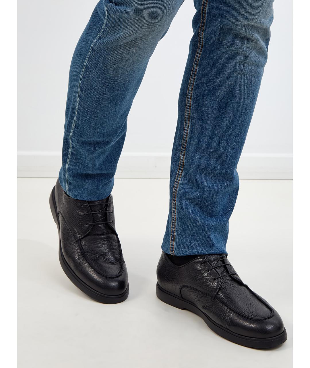 BARRETT Черные кожаные низкие ботинки, фото 2