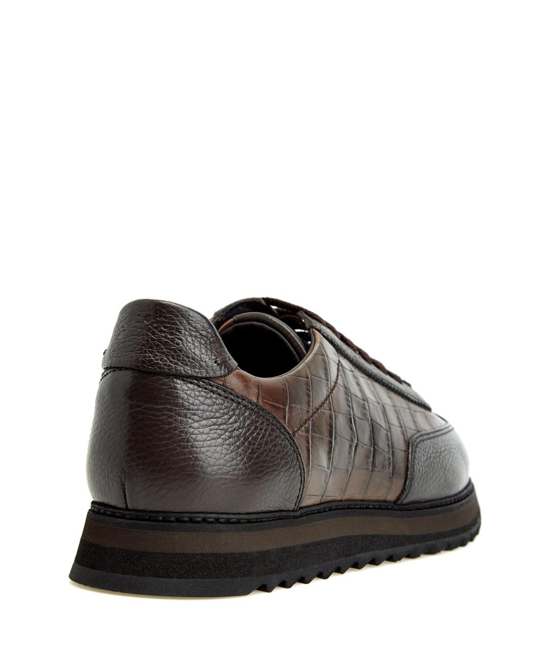 DOUCAL'S Коричневые кожаные низкие кроссовки / кеды, фото 3