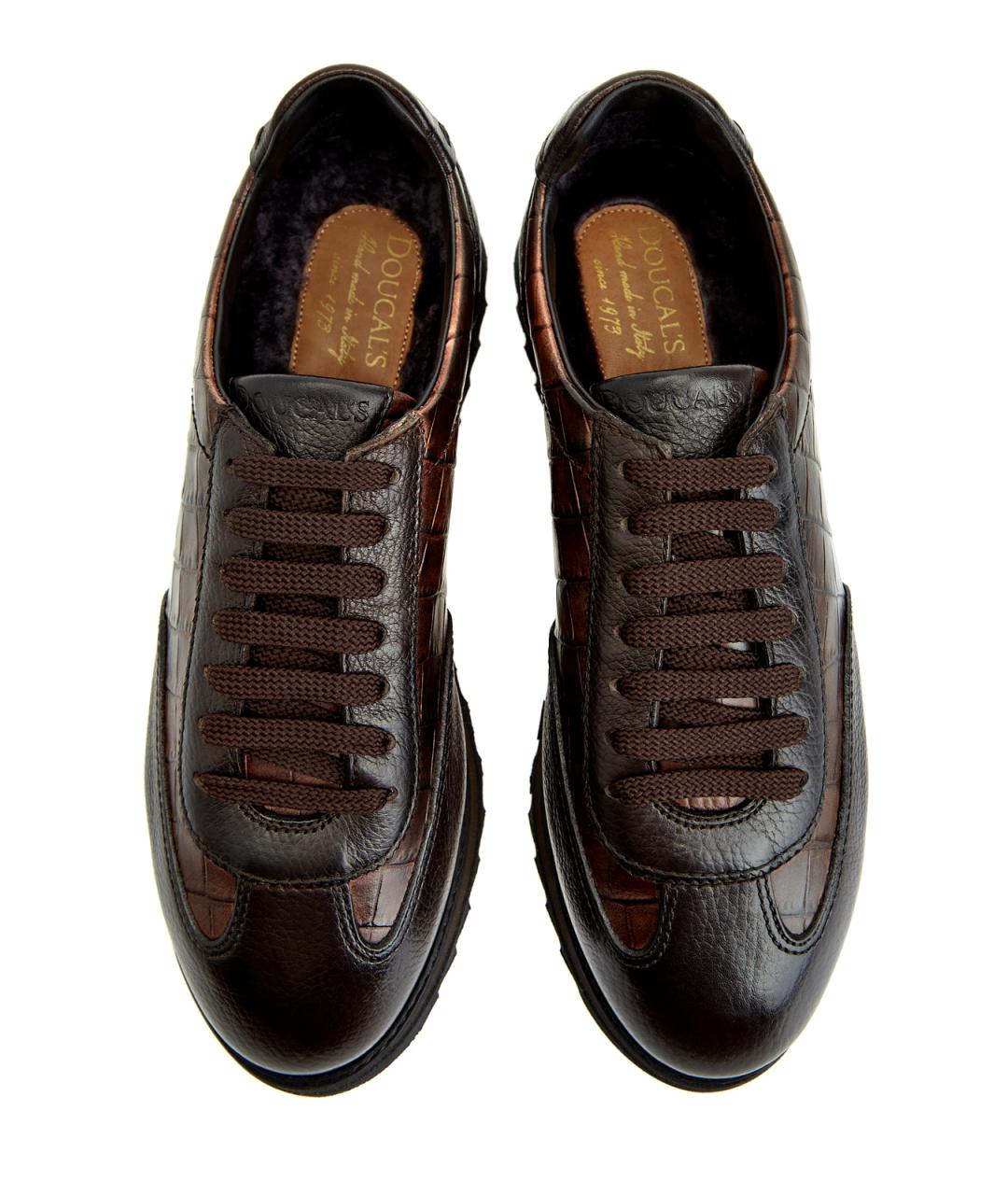 DOUCAL'S Коричневые кожаные низкие кроссовки / кеды, фото 4