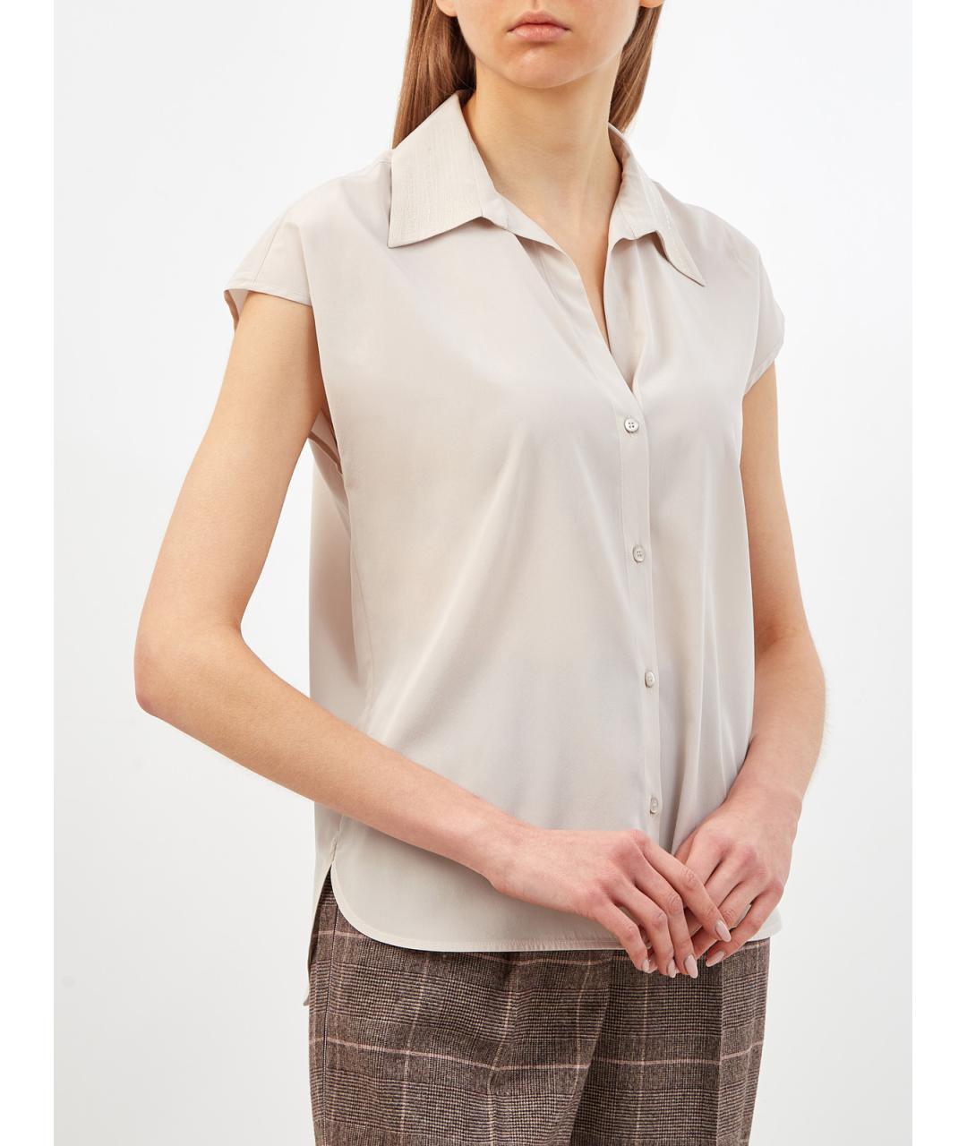 PESERICO Бежевая шелковая блузы, фото 3