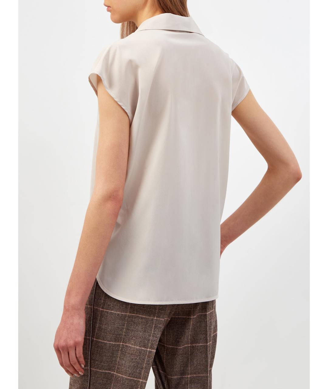 PESERICO Бежевая шелковая блузы, фото 4