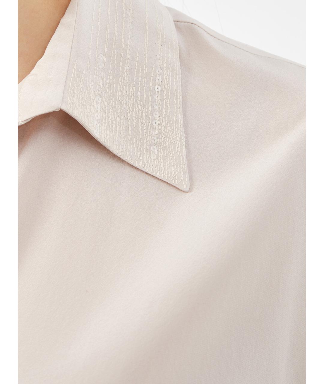 PESERICO Бежевая шелковая блузы, фото 5