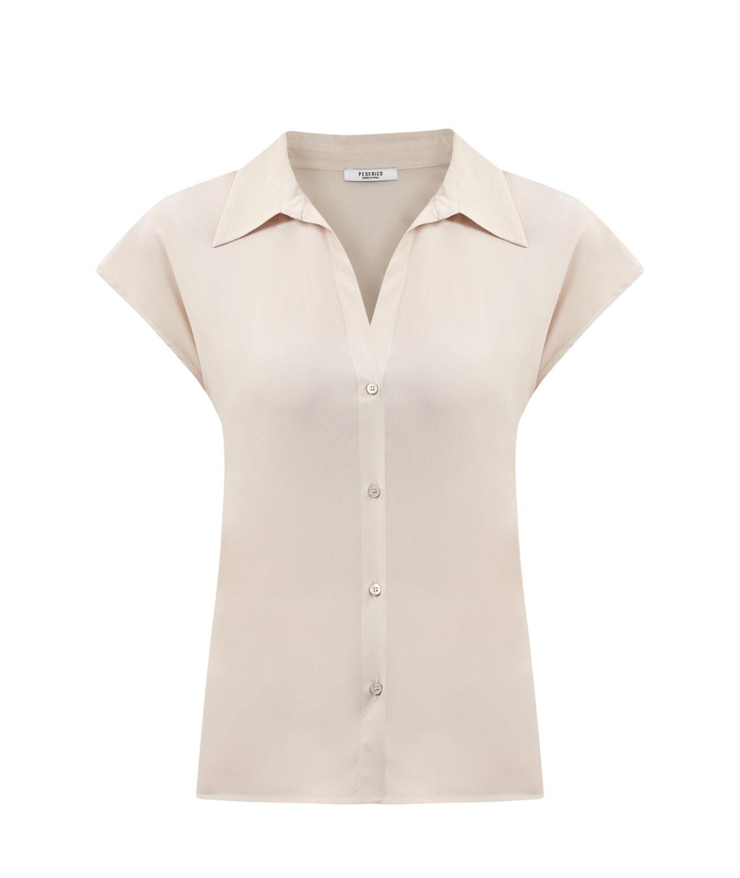 PESERICO Бежевая шелковая блузы, фото 6
