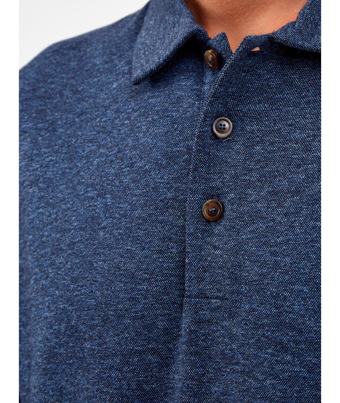 CANALI Синее хлопковое поло с длинным рукавом, фото 5