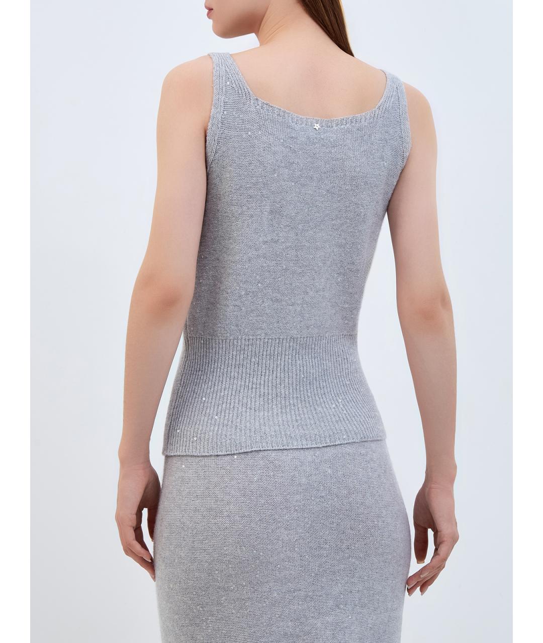 LORENA ANTONIAZZI Серая шерстяная майка, фото 4