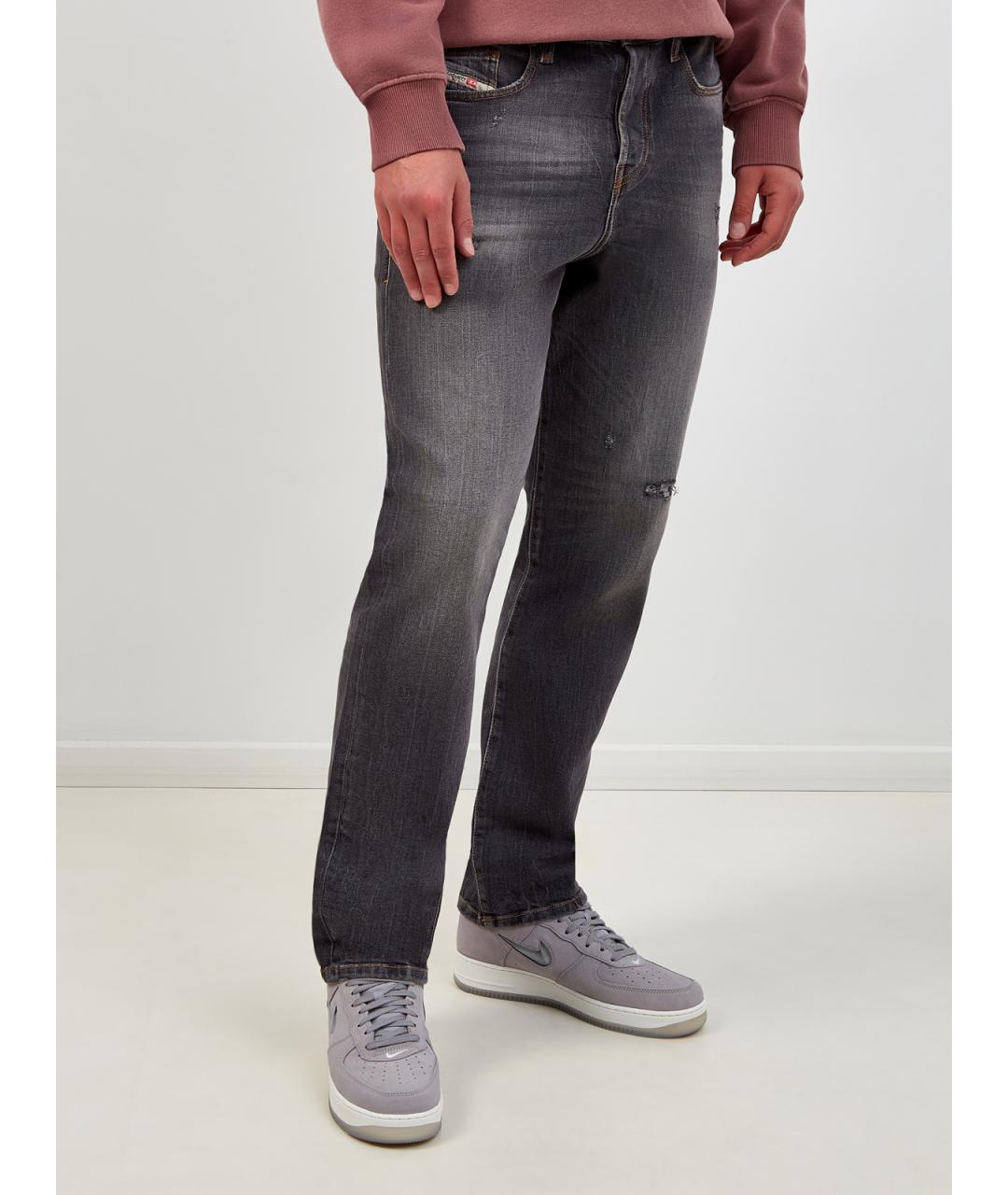 DIESEL Серые хлопковые прямые джинсы, фото 3