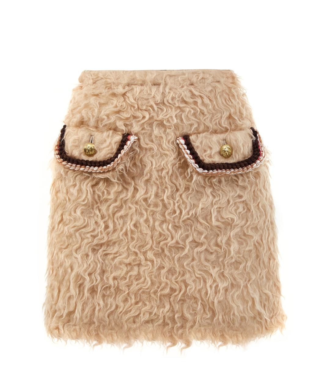 ETRO Бежевая шерстяная юбка мини, фото 1