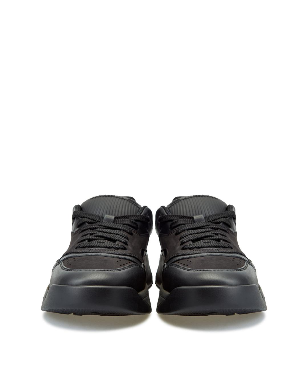 SANTONI Черные кожаные низкие кроссовки / кеды, фото 6