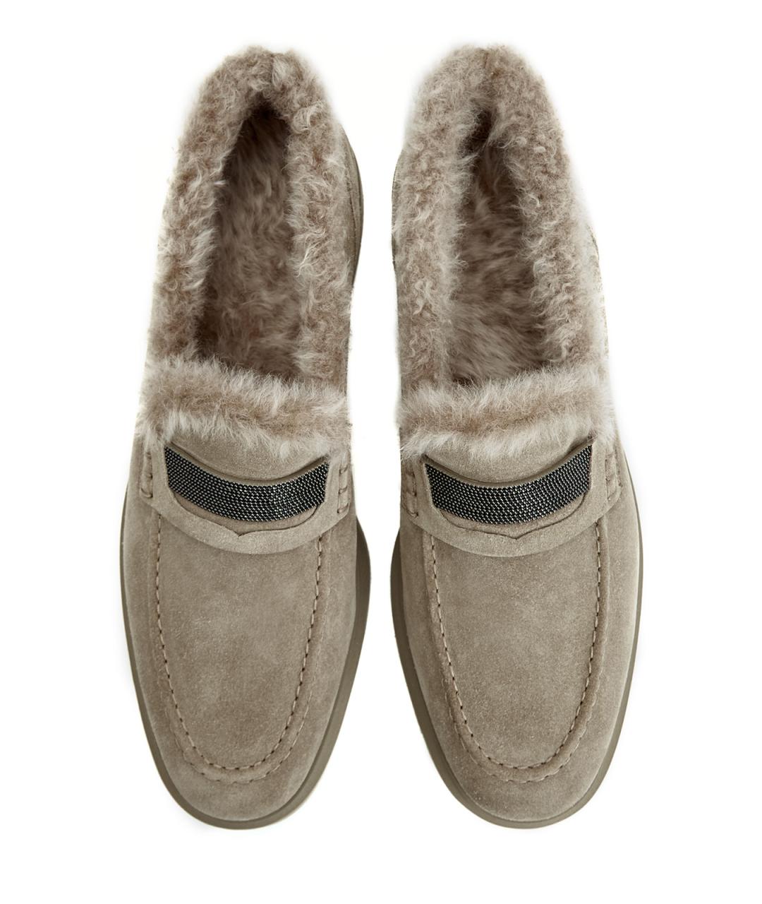 BRUNELLO CUCINELLI Бежевые замшевые лоферы, фото 6