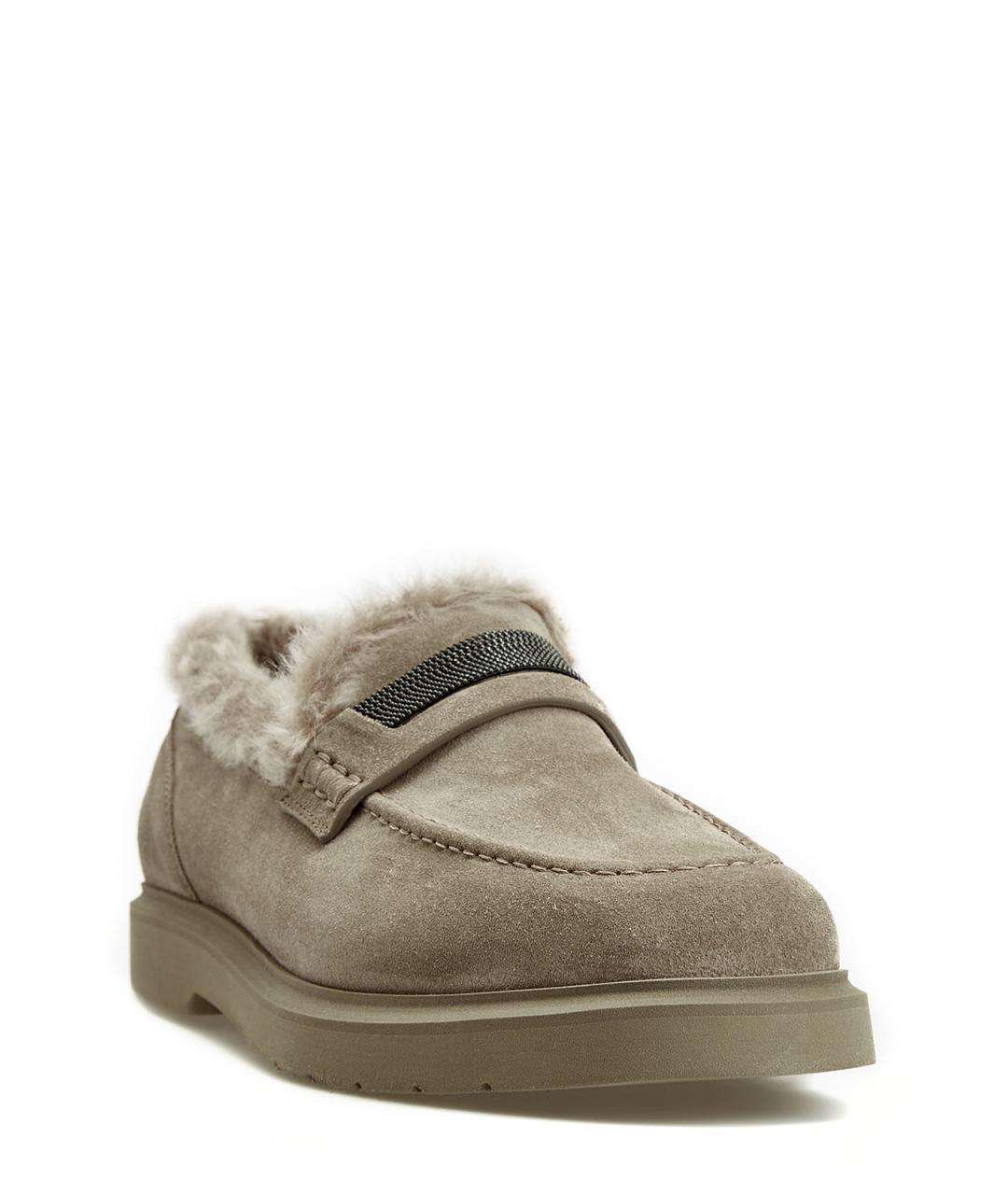 BRUNELLO CUCINELLI Бежевые замшевые лоферы, фото 3