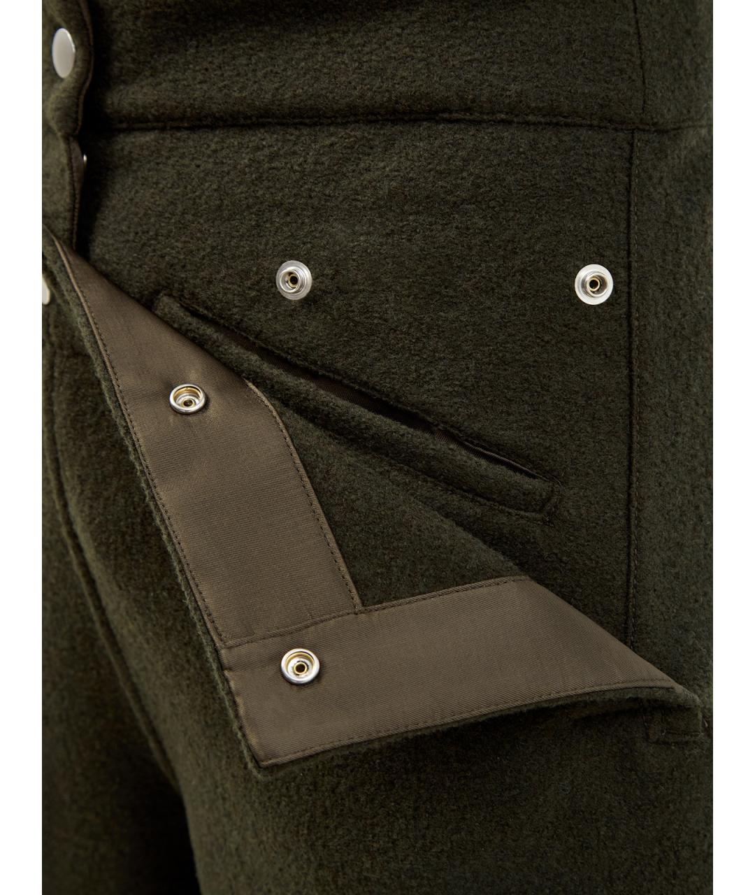 JIL SANDER Хаки шерстяные прямые брюки, фото 5