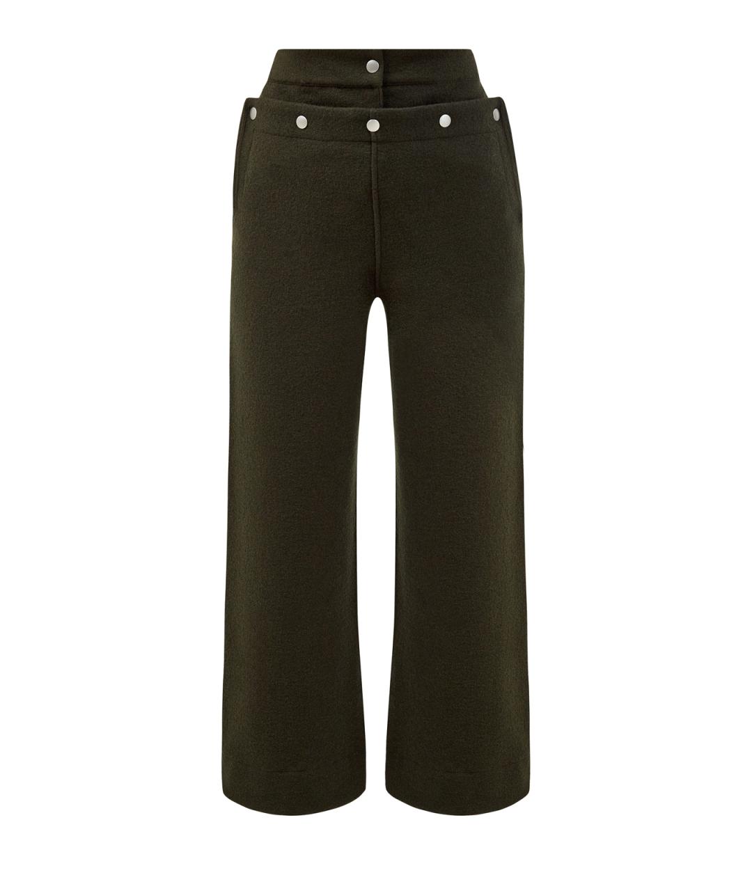 JIL SANDER Хаки шерстяные прямые брюки, фото 1