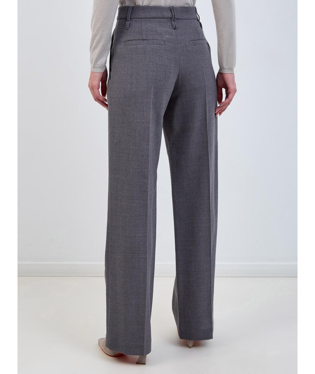 BRUNELLO CUCINELLI Серые шерстяные прямые брюки, фото 4