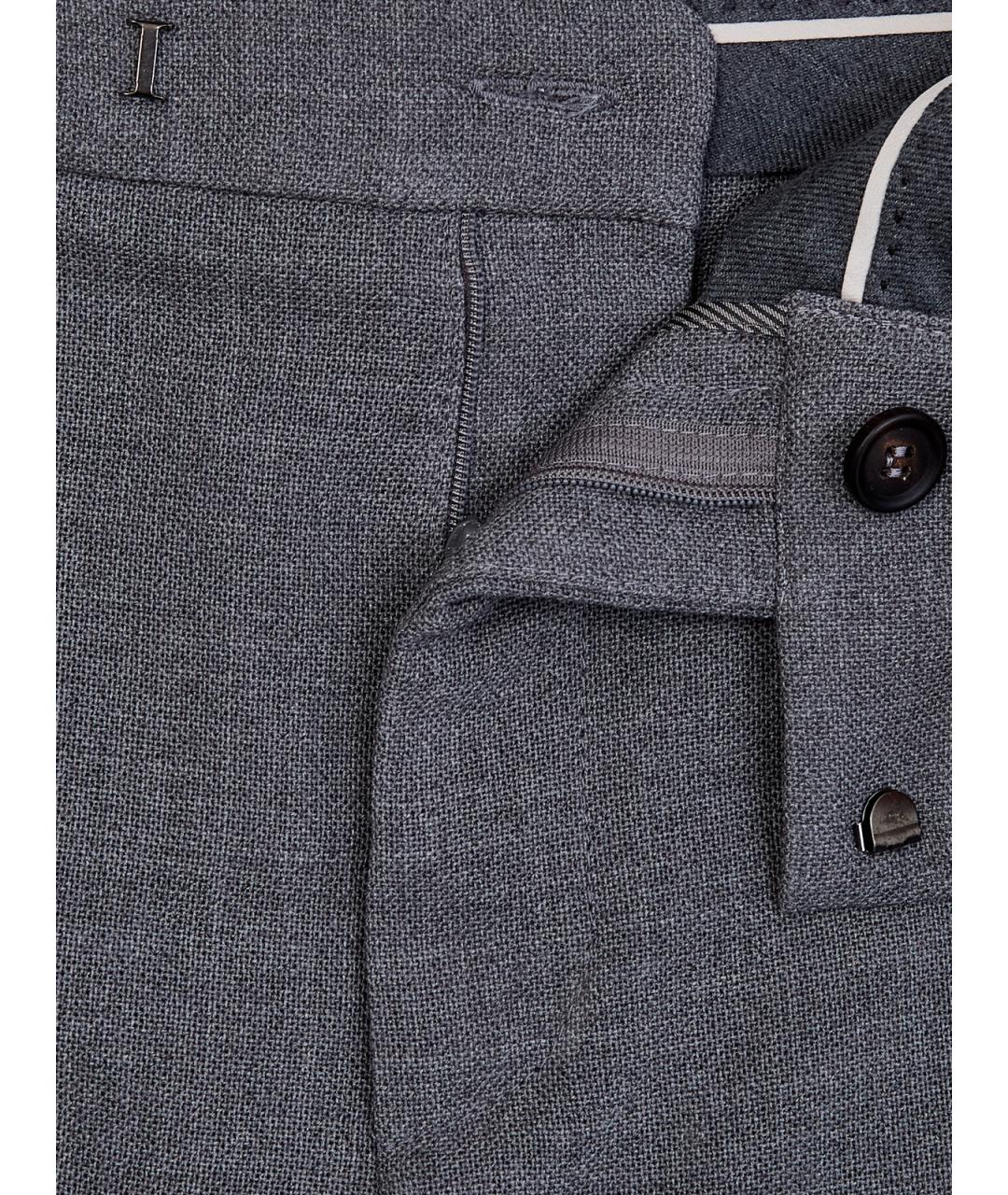 BRUNELLO CUCINELLI Серые шерстяные прямые брюки, фото 6