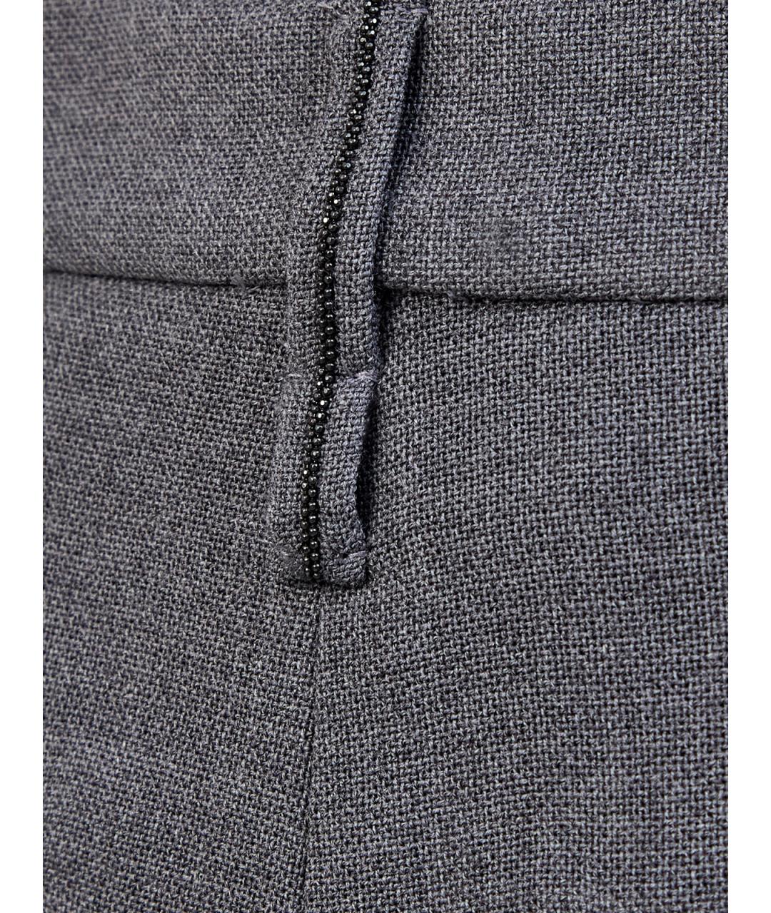 BRUNELLO CUCINELLI Серые шерстяные прямые брюки, фото 5