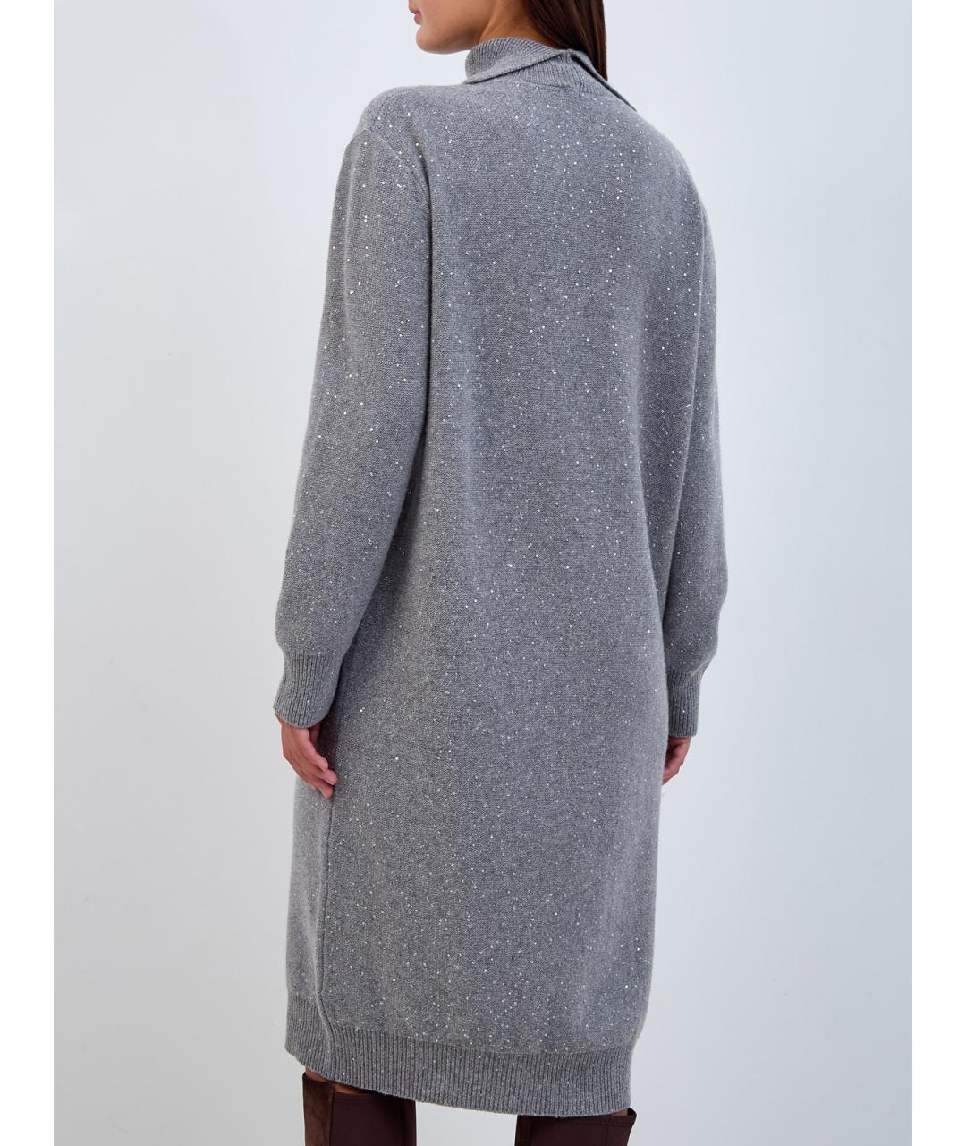 PESERICO Серое шерстяное повседневное платье, фото 4