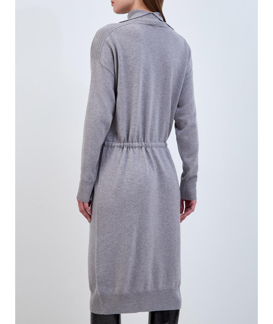 PESERICO Серое шерстяное повседневное платье, фото 4