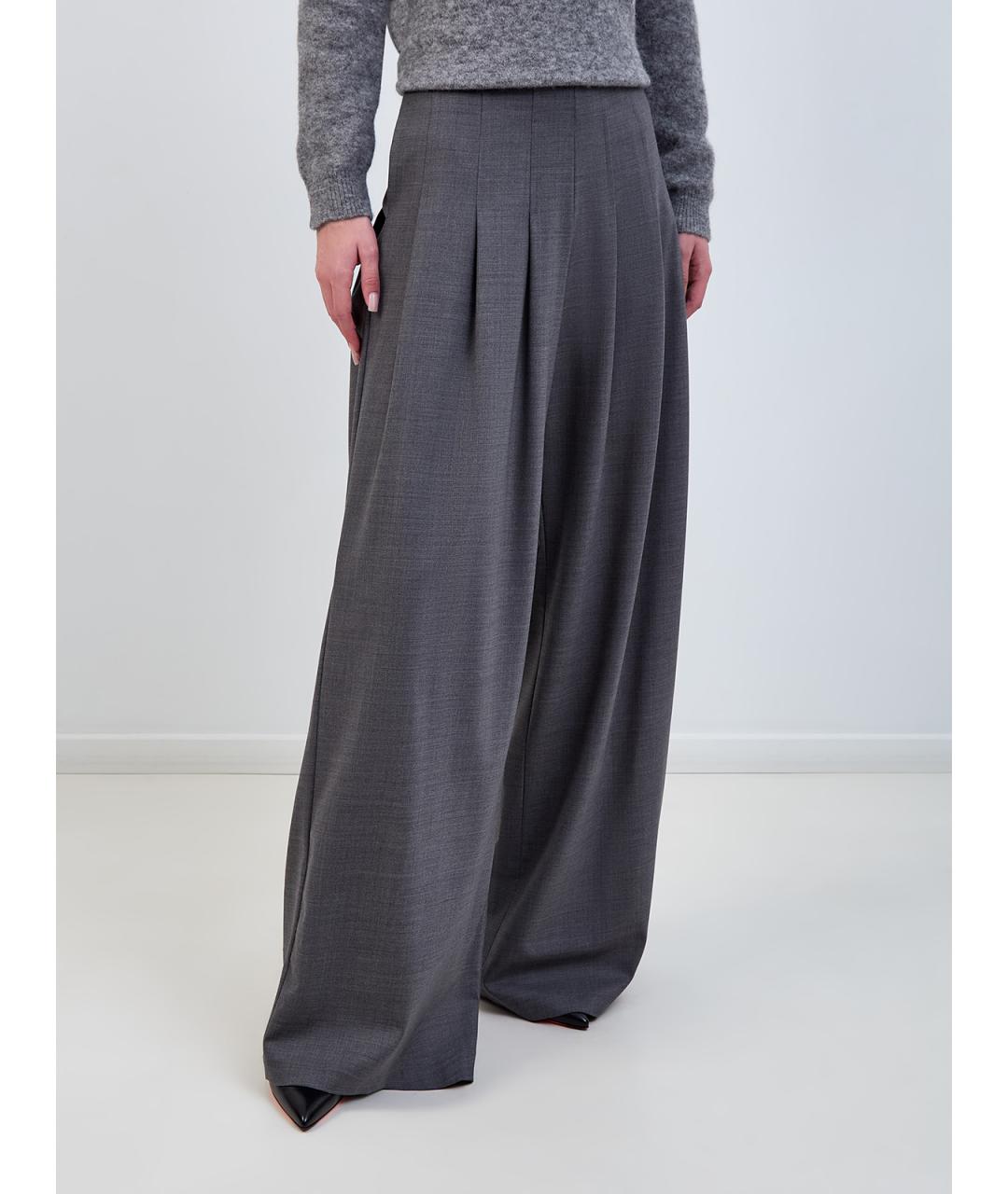 GIUSEPPE DI MORABITO Серые шерстяные прямые брюки, фото 3